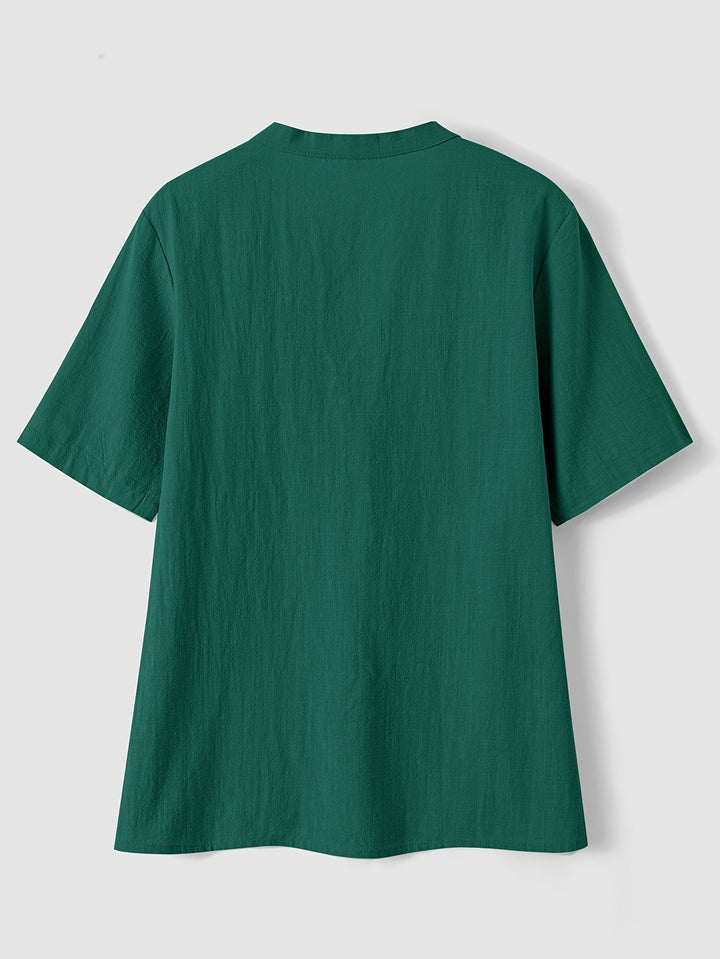 Sharron - Elegant V-Neck Blouse With Button Up