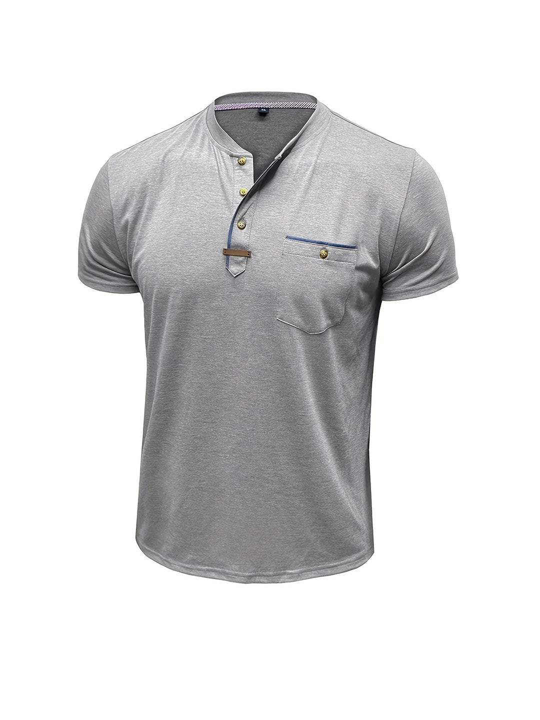 Saxon - Elegant Round Neck T Shirt With Pocket