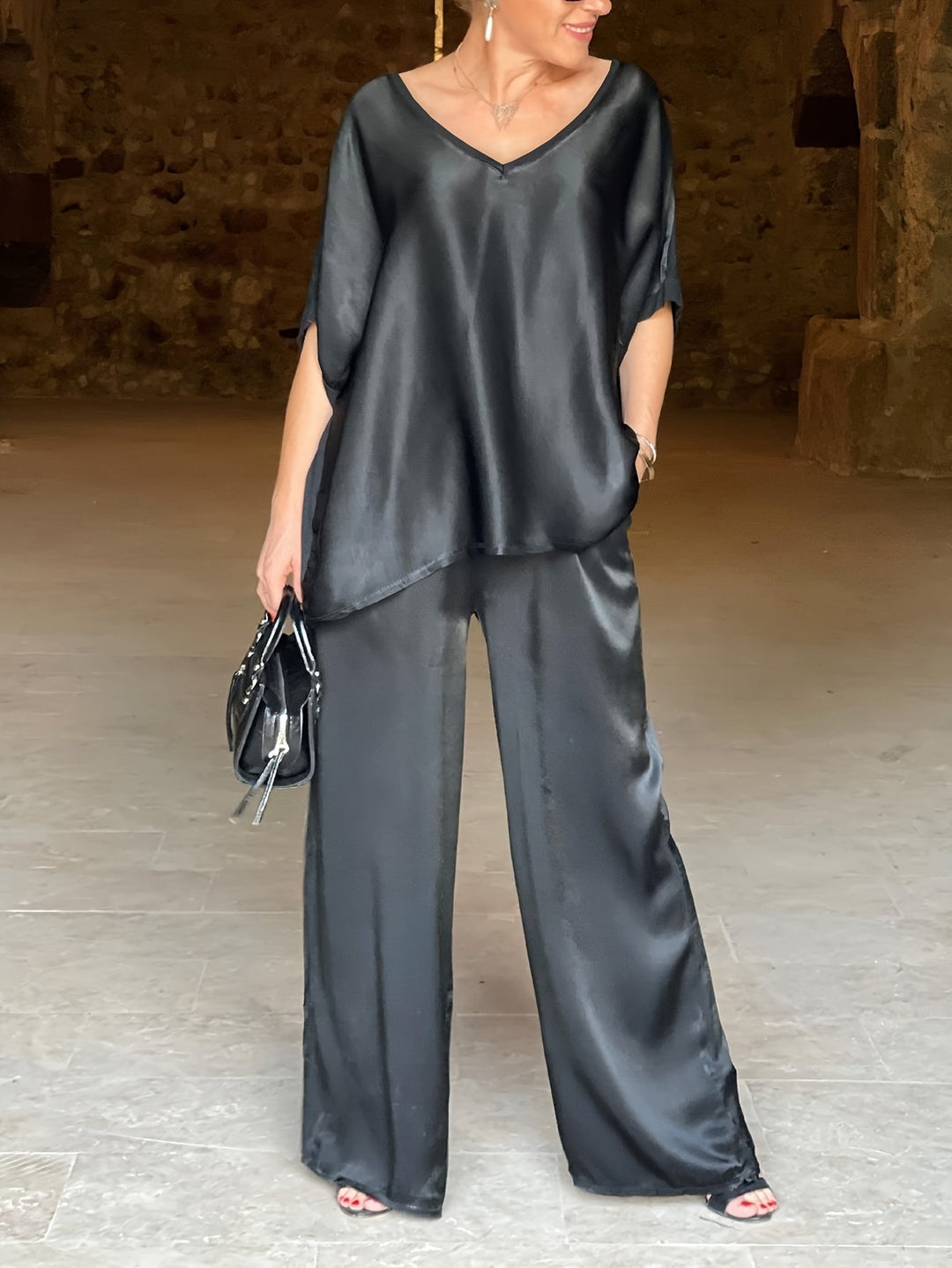 Ashlee - Elegant Short Sleeve Two Piece Set