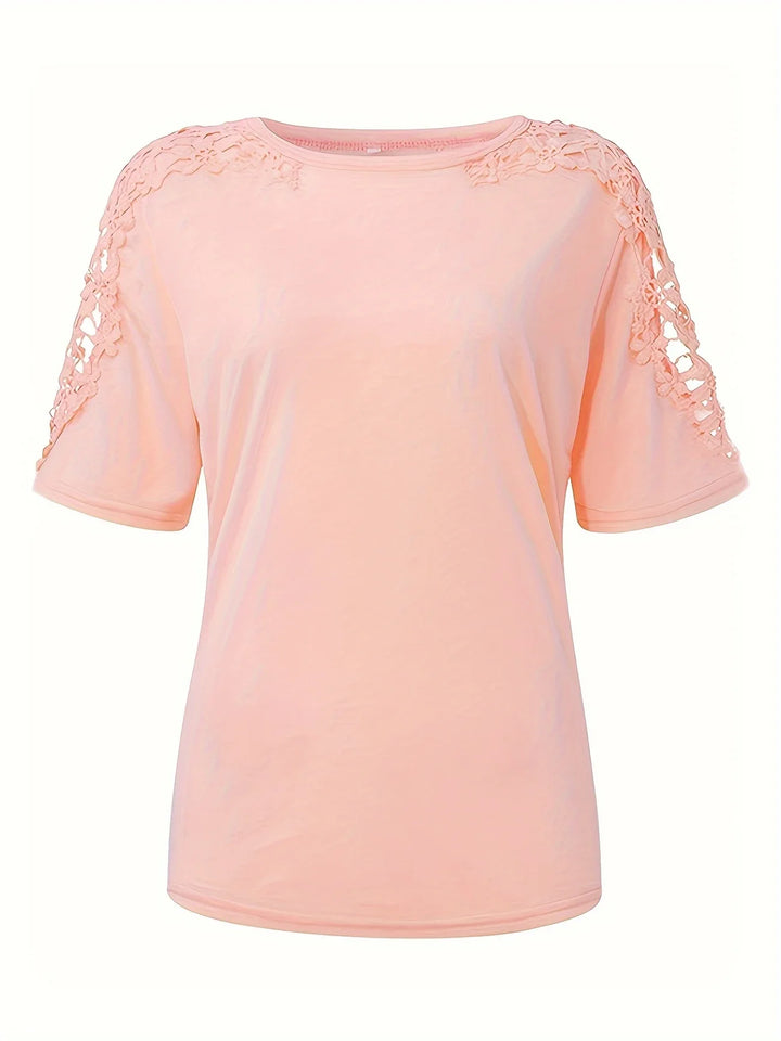 Ancuta - Elegant Summer Short Sleeve T Shirt With Lace