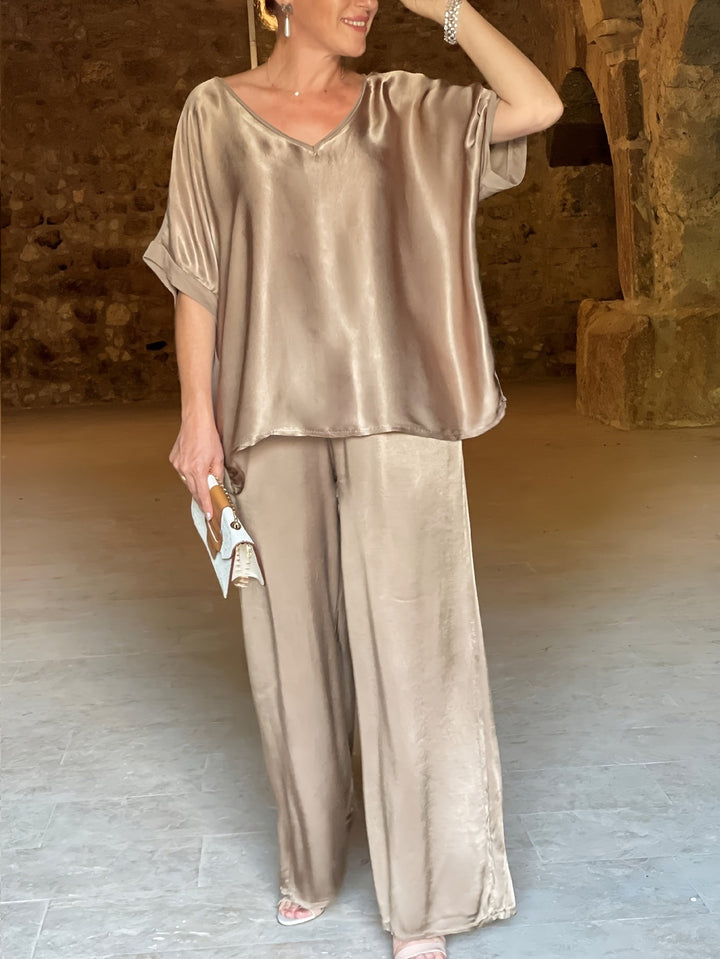 Ashlee - Elegant Short Sleeve Two Piece Set