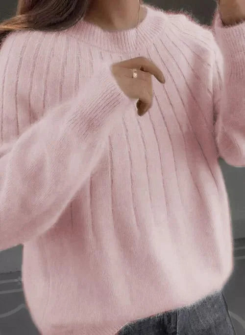 Shereen - Round Neck Fluffy Sweater