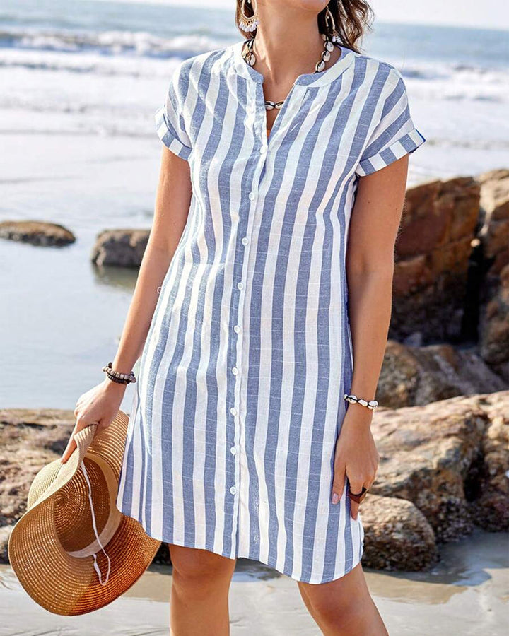 Berlisa - Elegant Striped Shirt Dress