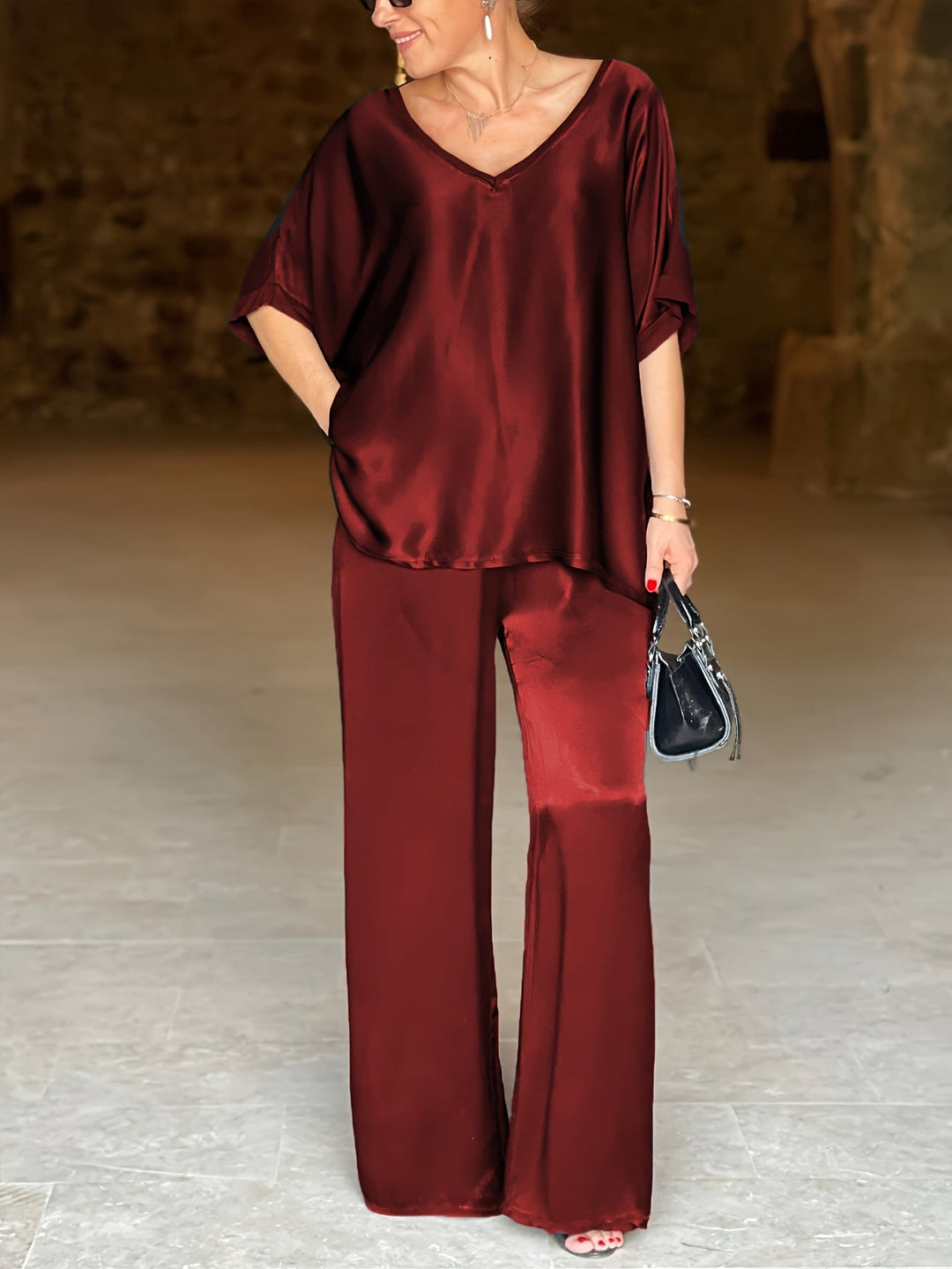 Ashlee - Elegant Short Sleeve Two Piece Set