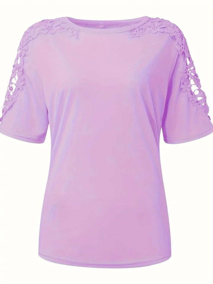Ancuta - Elegant Summer Short Sleeve T Shirt With Lace