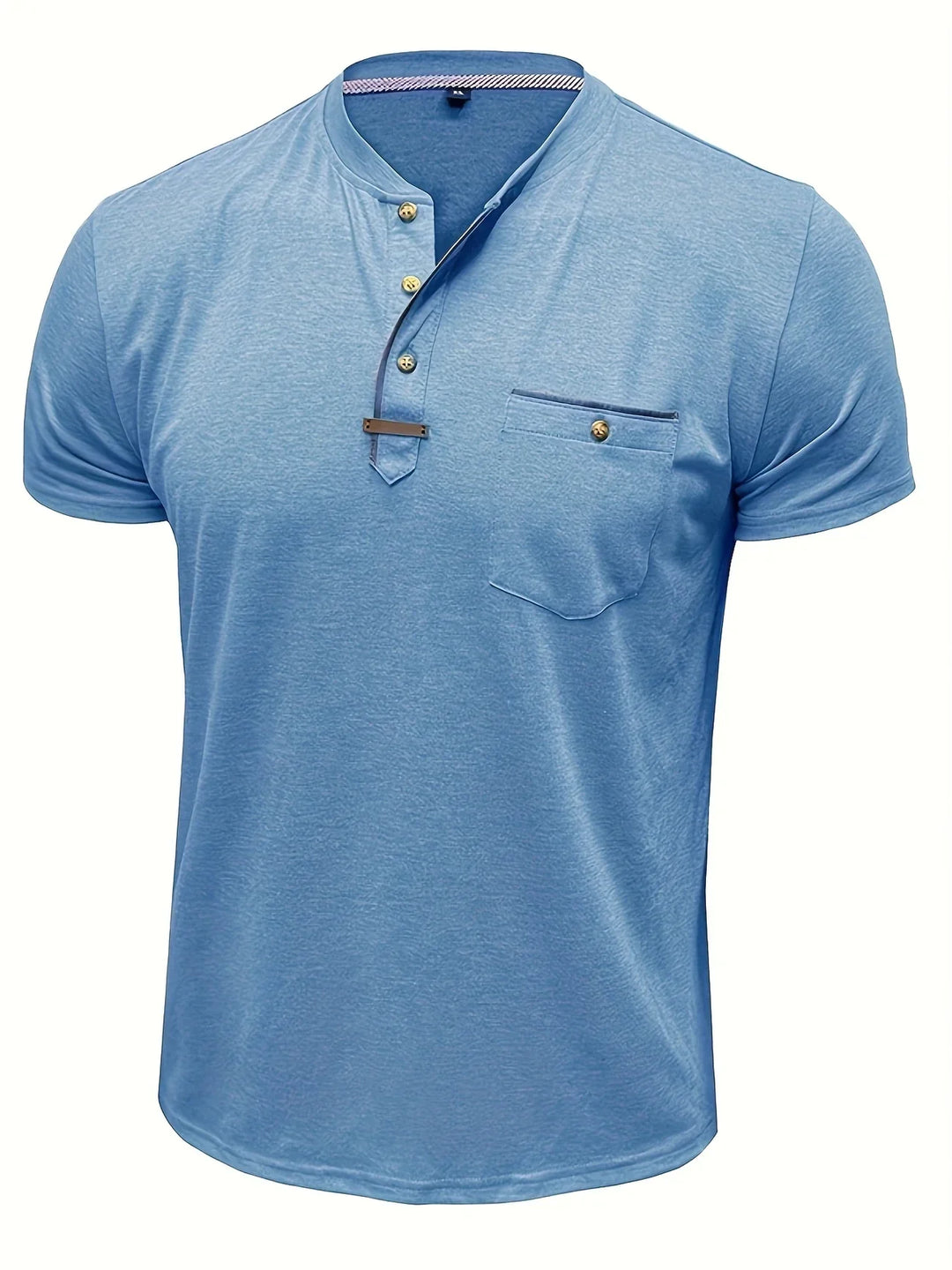 Saxon - Elegant Round Neck T Shirt With Pocket