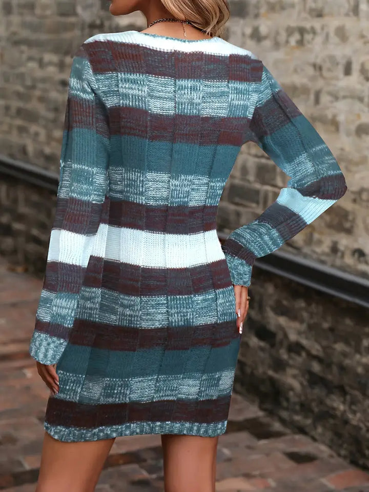 Begum - Casual Long Sleeve Sweater Dress With Knitted