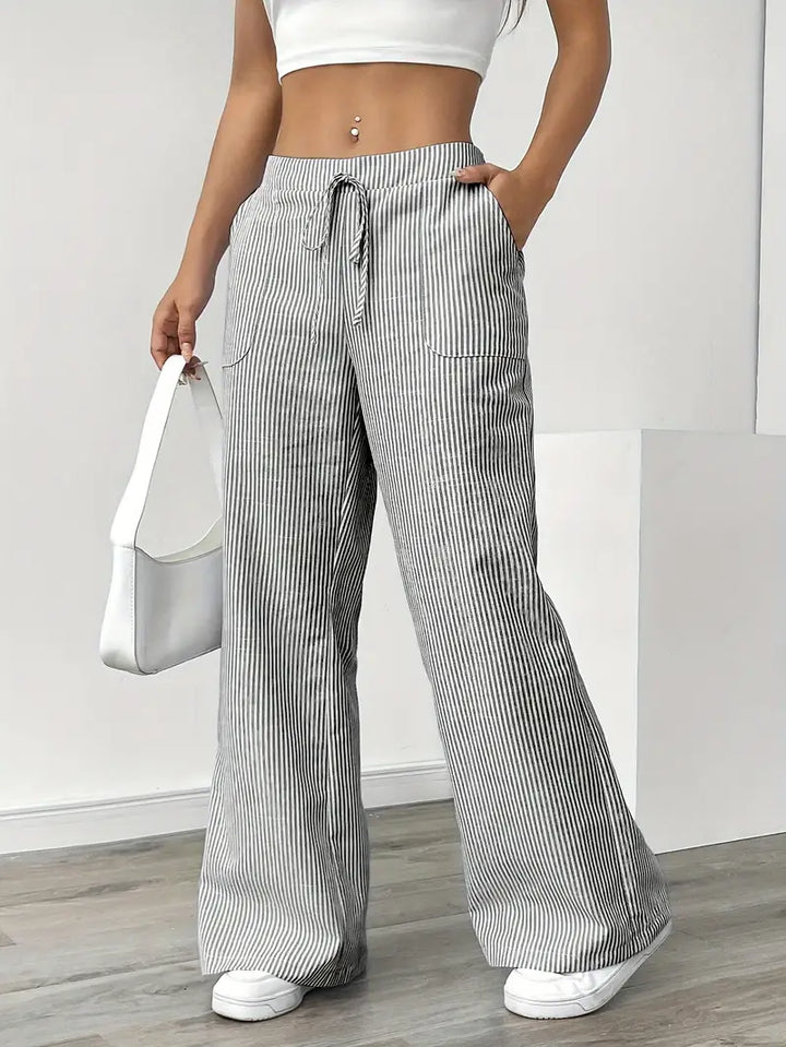Alina - Elegant Striped Pant With Pockets
