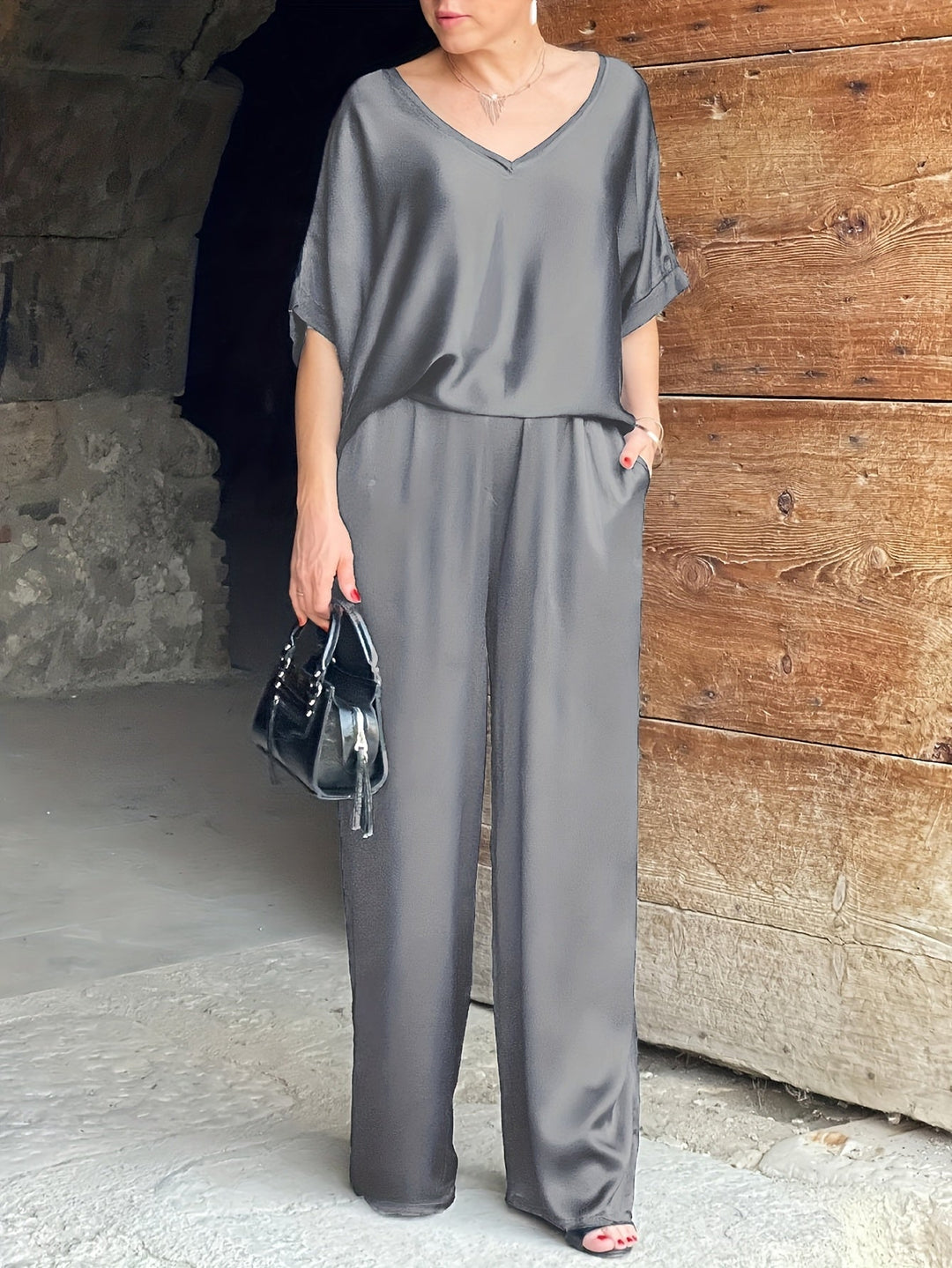 Ashlee - Elegant Short Sleeve Two Piece Set