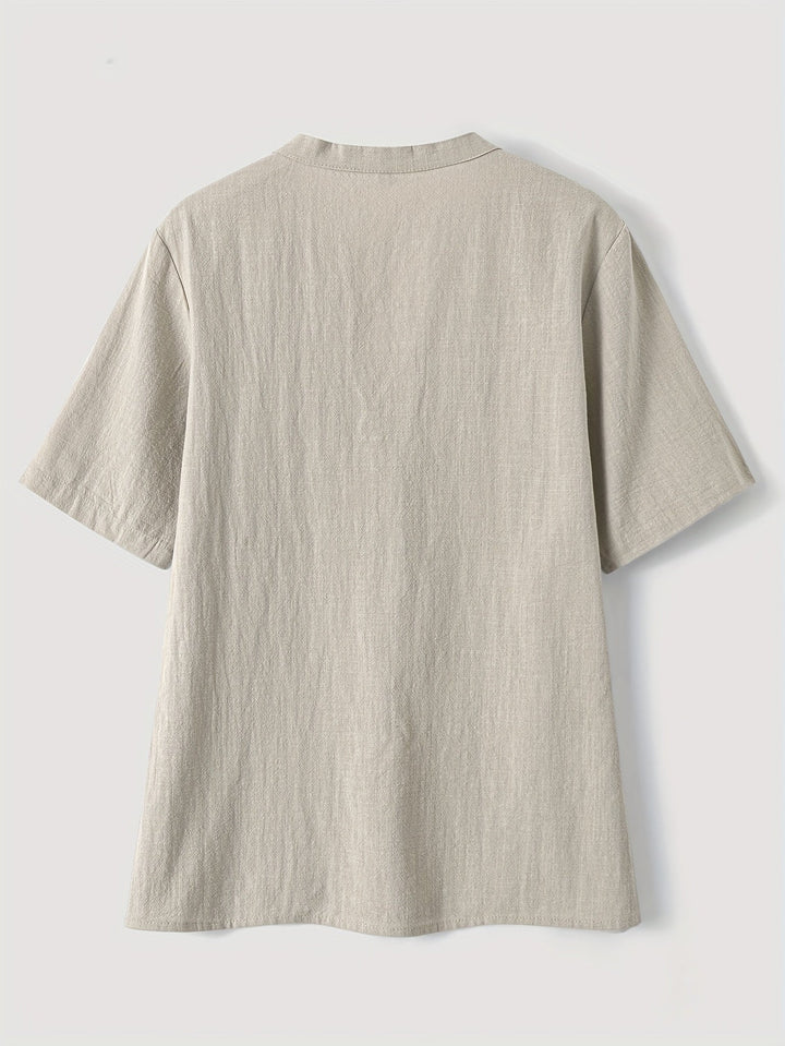 Sharron - Elegant V-Neck Blouse With Button Up