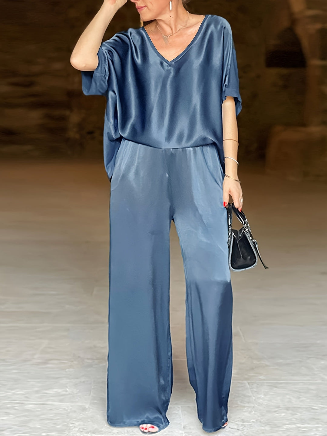 Ashlee - Elegant Short Sleeve Two Piece Set