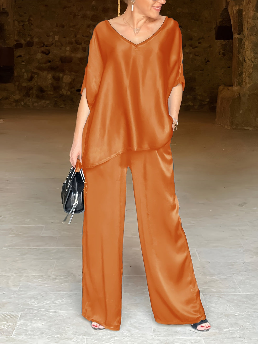 Ashlee - Elegant Short Sleeve Two Piece Set