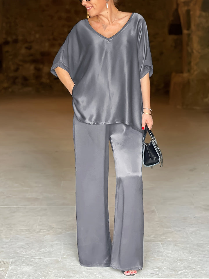 Ashlee - Elegant Short Sleeve Two Piece Set