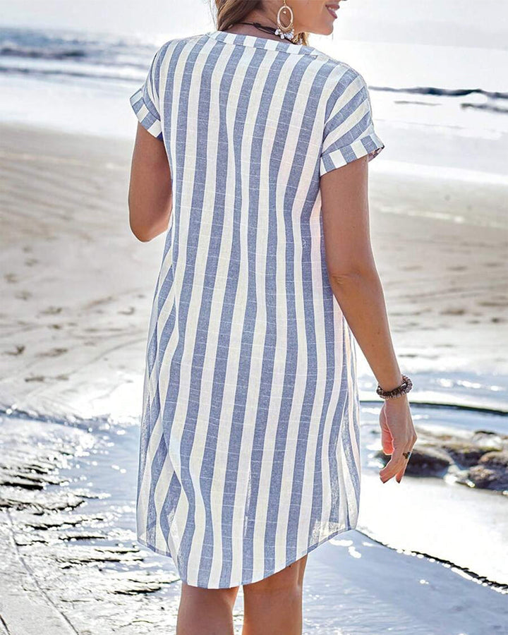 Berlisa - Elegant Striped Shirt Dress