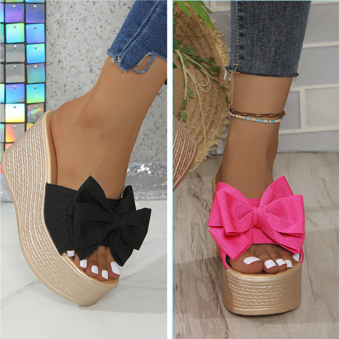 Sloane - Comfortable Slipper With Bow And Thick Sole