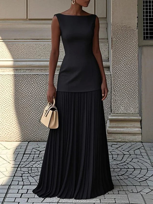 Sunthari - Sleeveless Pleated Long Dress