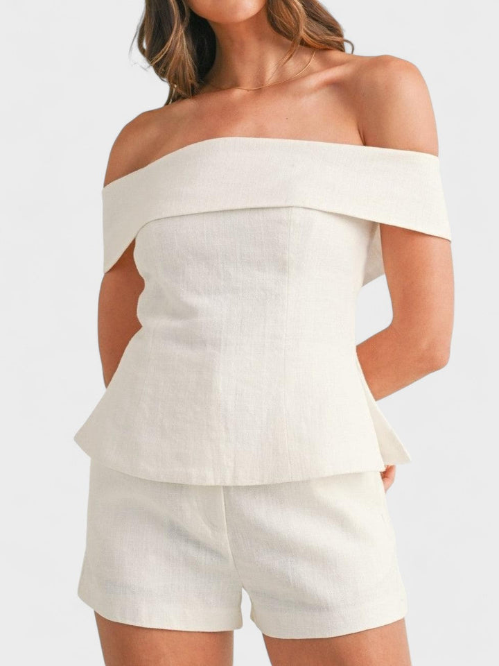 Shalita - Off Shoulder Linen Two Piece Set