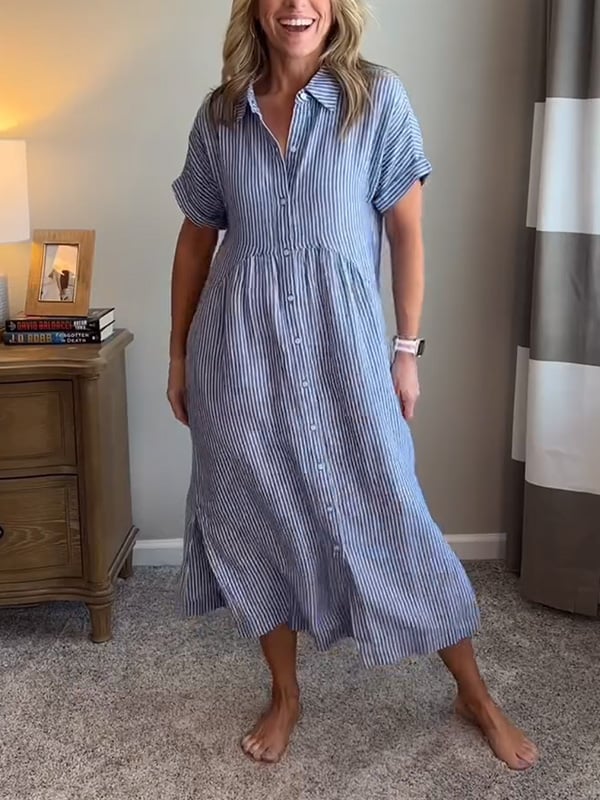 Samara - Stylish Striped Shirt Dress
