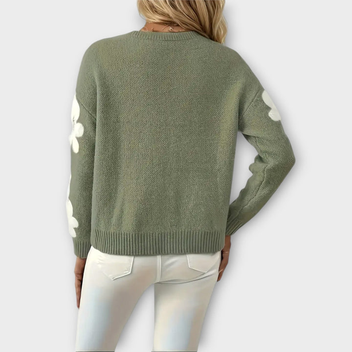 Silke - Cozy Floral Patterned Knit Sweater