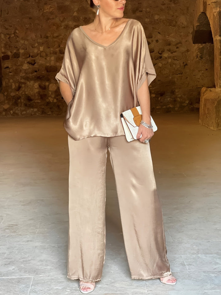 Ashlee - Elegant Short Sleeve Two Piece Set