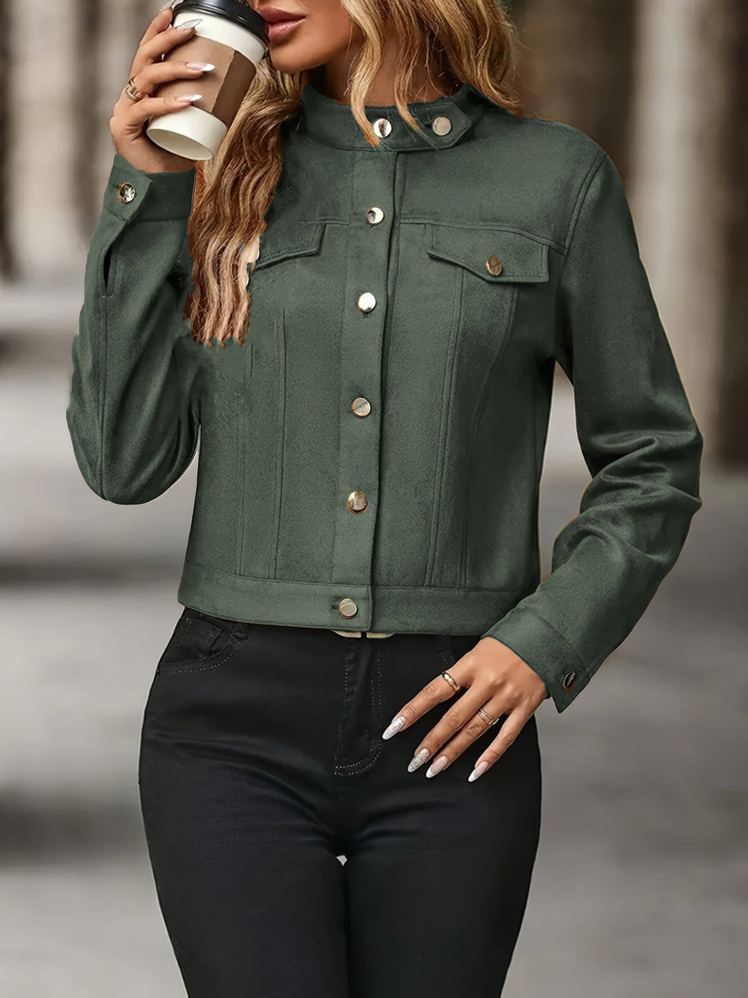 Slavica - Vintage Long Sleeve Jacket With Front Buttons