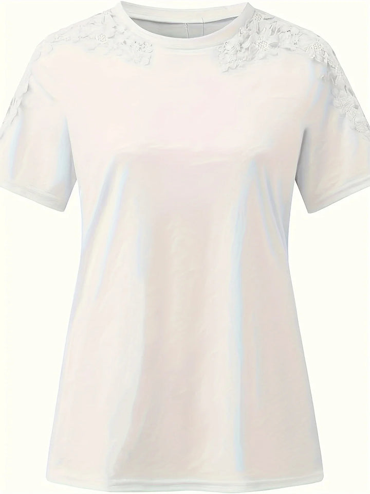 Ancuta - Elegant Summer Short Sleeve T Shirt With Lace
