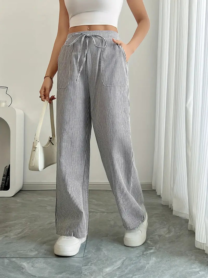 Alina - Elegant Striped Pant With Pockets