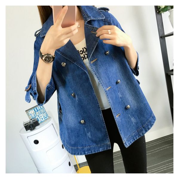 Sezina - Stylish Denim Cape Coat