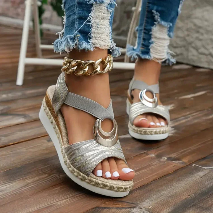 Soultana - Stylish Leather Wedge Sandal