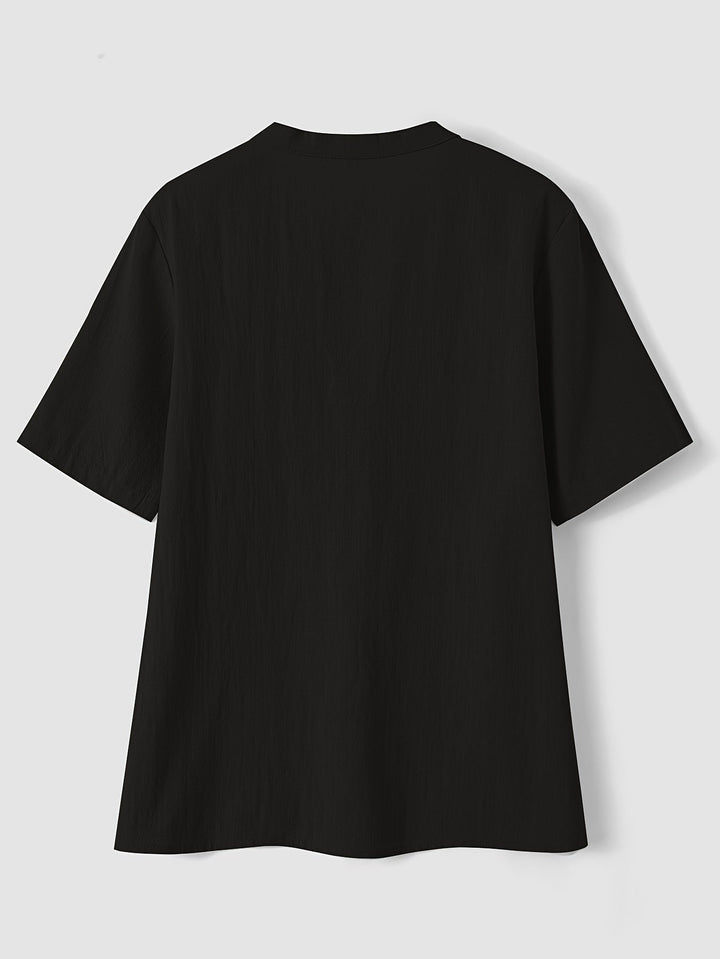 Sharron - Elegant V-Neck Blouse With Button Up