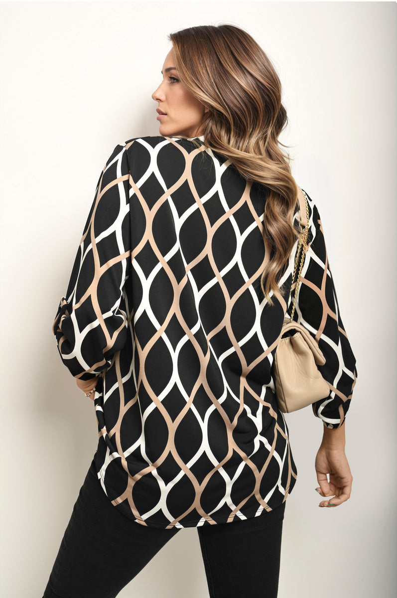 Alyce - Casual Long Sleeve Blouse With Pattern
