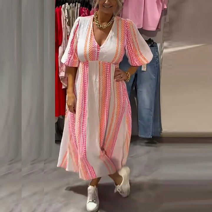 Annie - V-Neck Linen Summer Dress