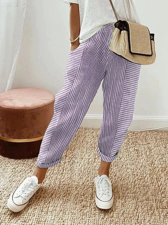 Stefana - Striped Cotton Pants