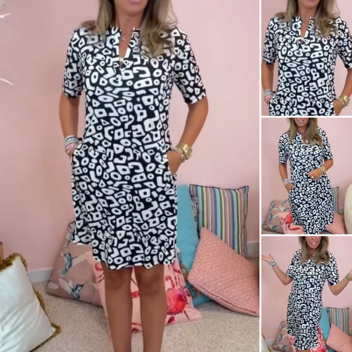 Aluna - Casual Geometric Print Mini Dress