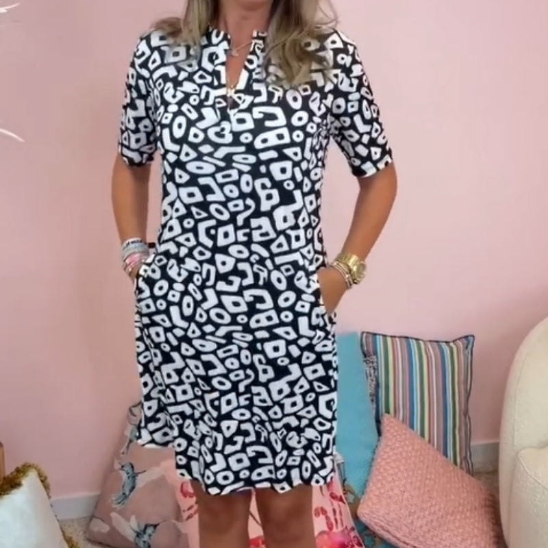 Aluna - Casual Geometric Print Mini Dress