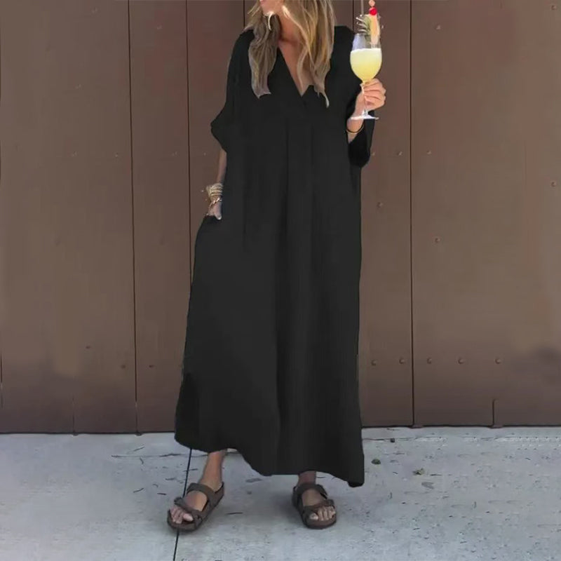 Arantxa - Elegant V Neck Maxi Dress