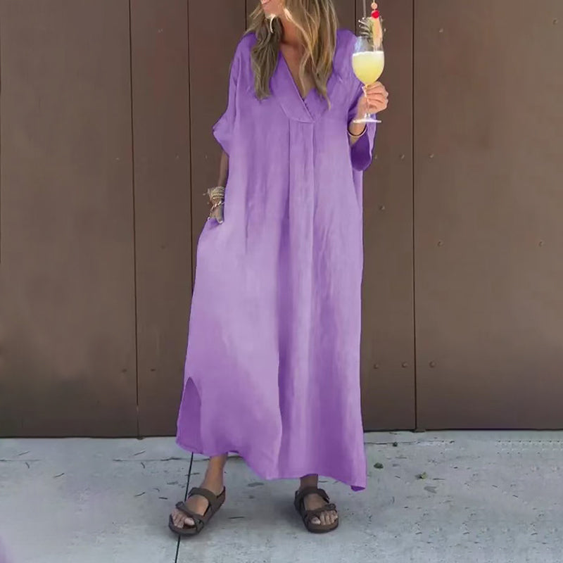 Arantxa - Elegant V Neck Maxi Dress