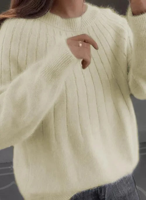 Shereen - Round Neck Fluffy Sweater