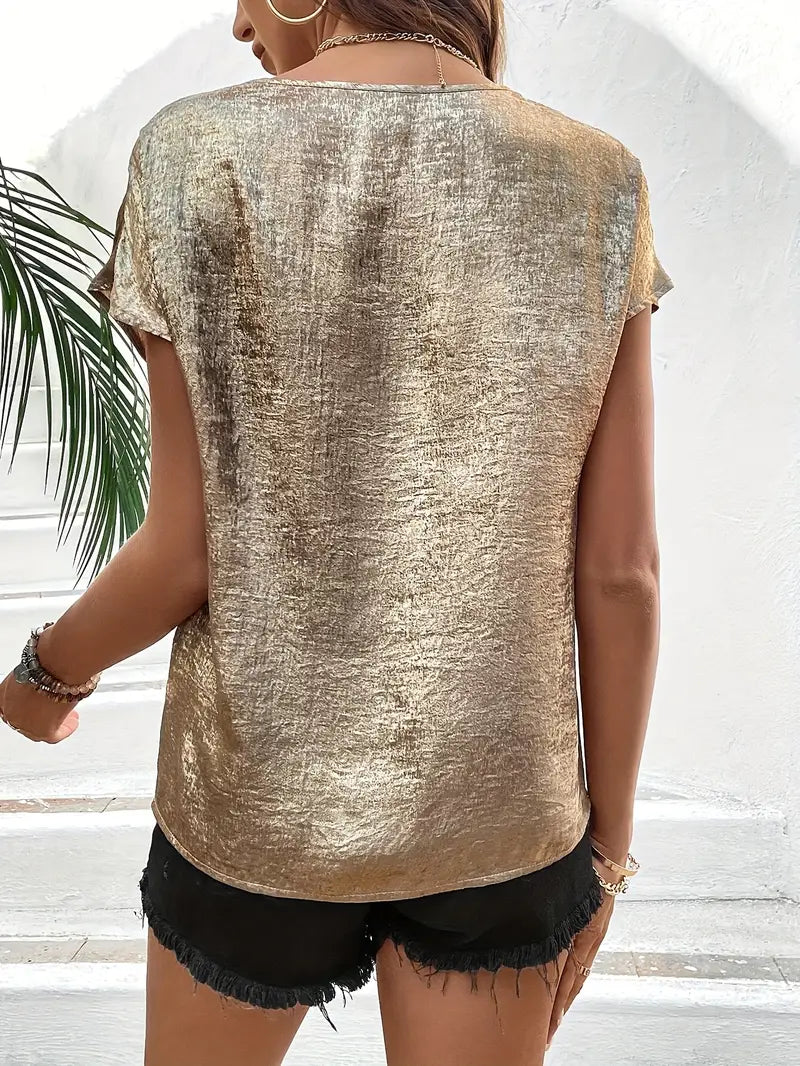 Erifyli - Elegant V Neck Blouse