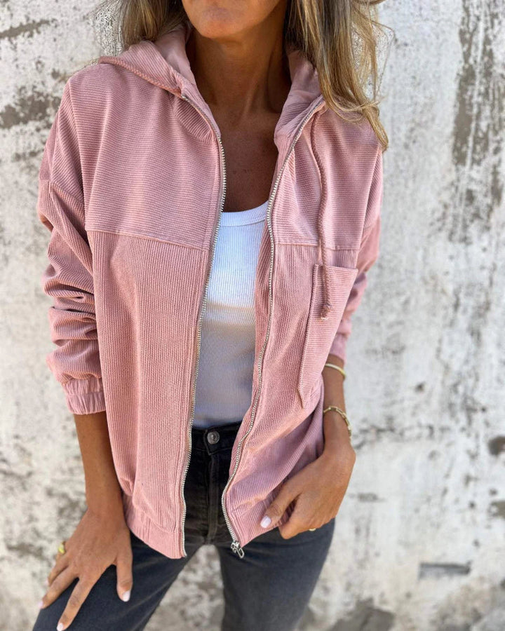 Danna - Hooded Corduroy Jacket With Zip