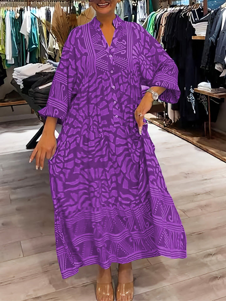 Elyanna - Printed V-Neck Dress
