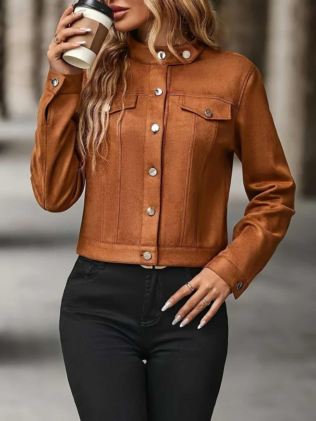 Slavica - Vintage Long Sleeve Jacket With Front Buttons