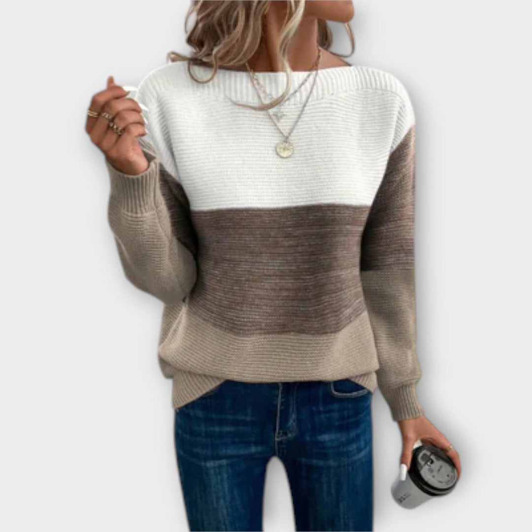 Clara - Stylish Three-Tone Patchwork Sweater