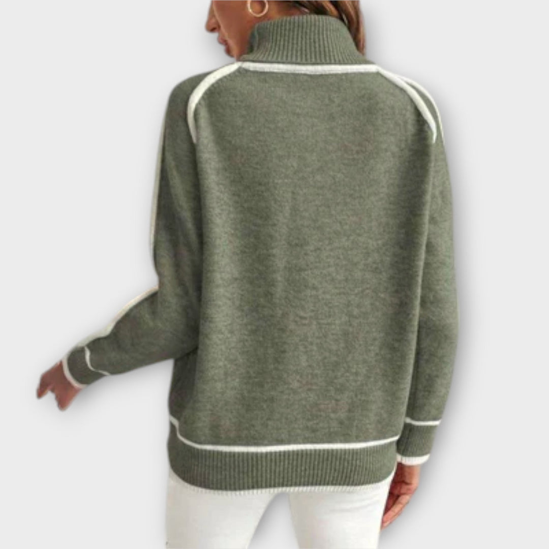 Christine - Opulent Olive Green Knit Sweater