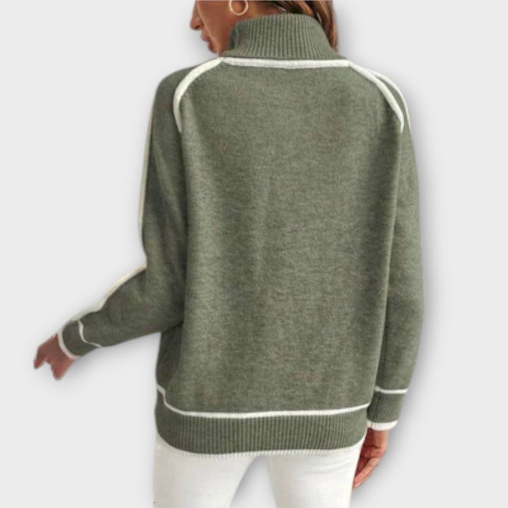 Christine - Opulent Olive Green Knit Sweater