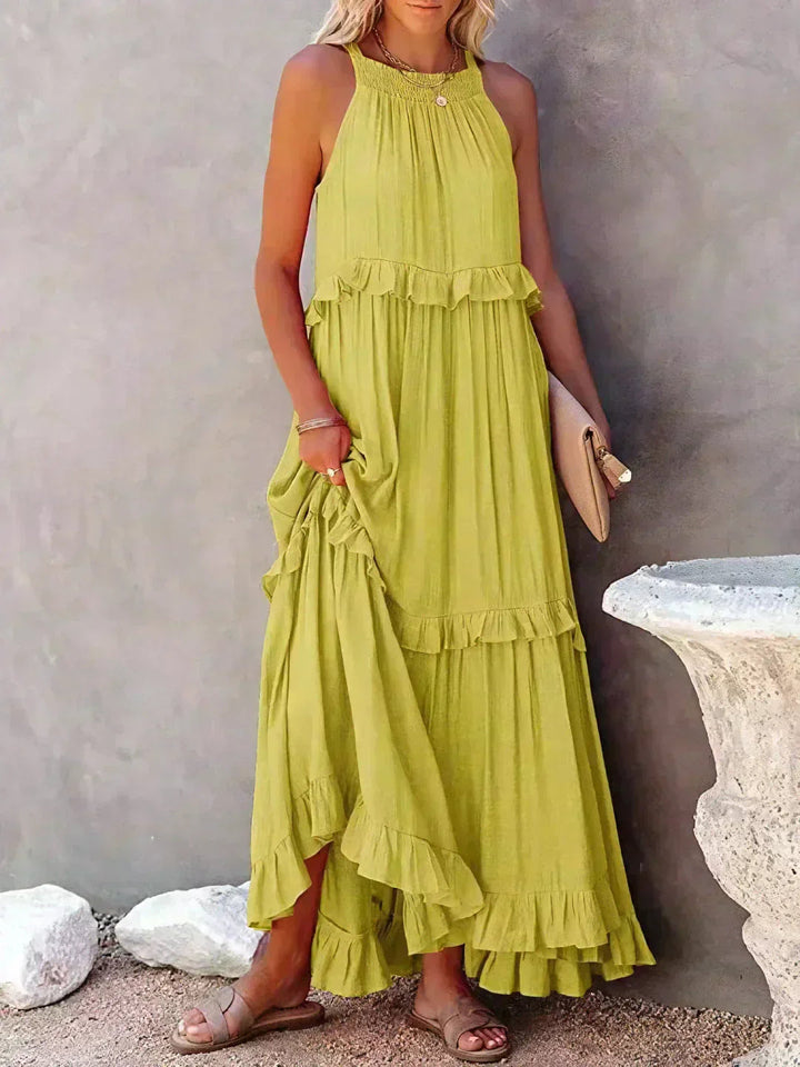 Hayley - Elegent Sleeveless Dress With Ruffle