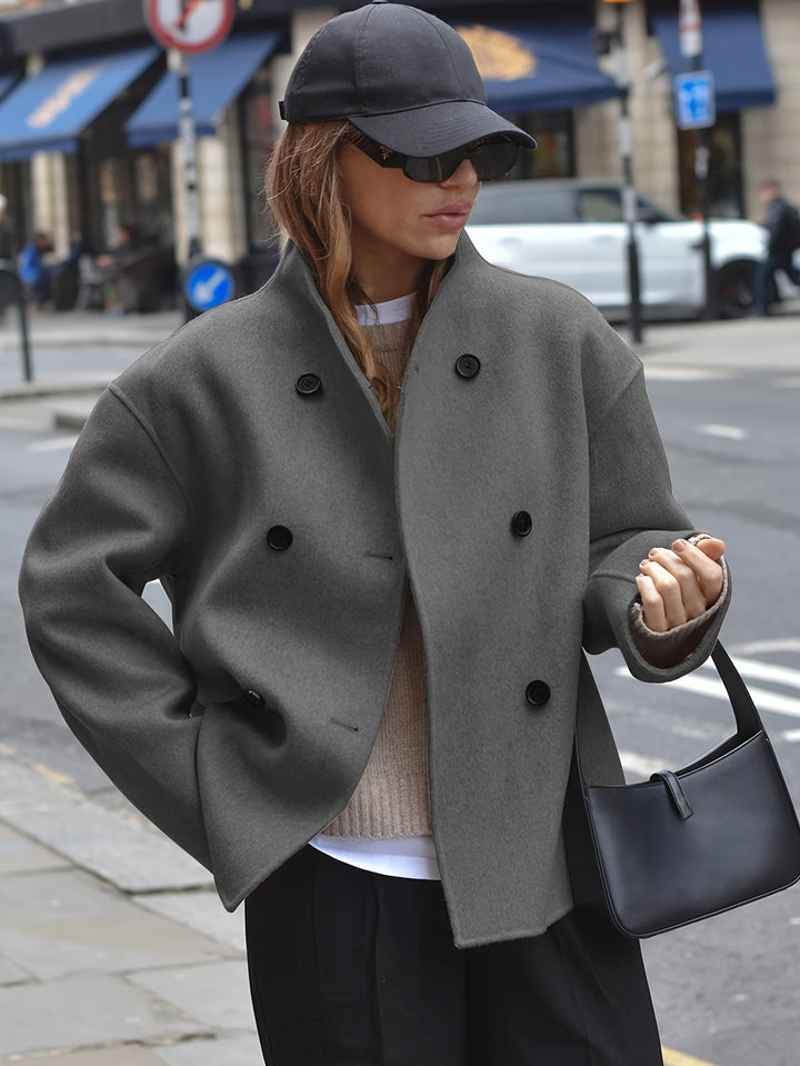 Deanne - Elegant Double Breasted Beige Coat