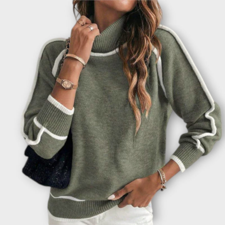 Christine - Opulent Olive Green Knit Sweater