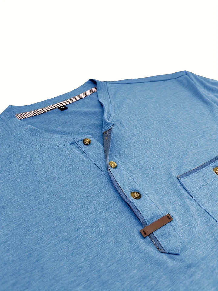Saxon - Elegant Round Neck T Shirt With Pocket