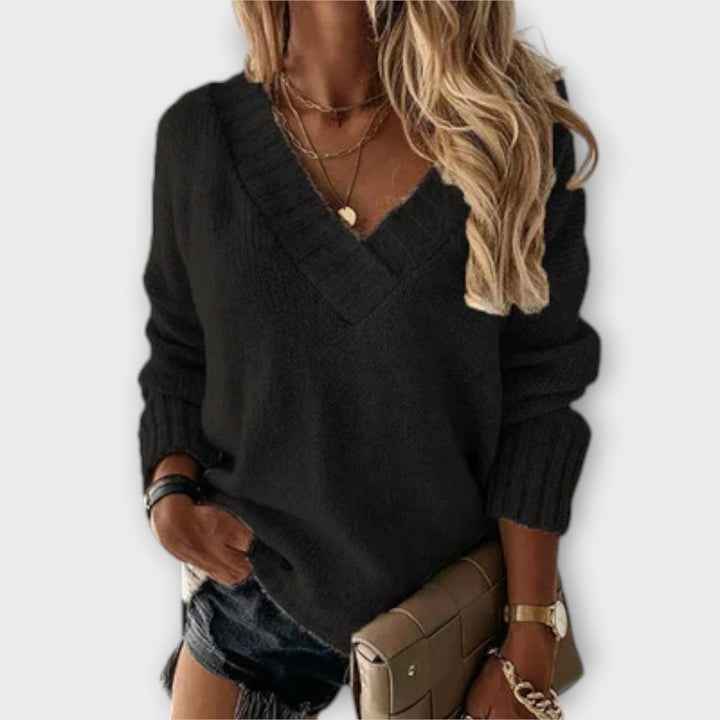 Jane - Comfortable V-Neck Knit Sweater
